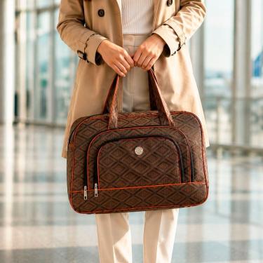 Imagem de Bolsa Mala de Viagem Grande 53cm Poliéster Resistente com Alças Reforçadas Zíper Bolsa de Viagem Marrom