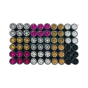 Imagem de Pneus De Borracha De 11mm Com Aros Para Modelos De Carros Em Escala 1/