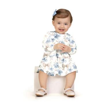 Imagem de Vestido com Calcinha Bebê Menina Laços Milon, M, Off white