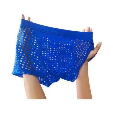 Imagem de Cuecas Boxer Masculinas de Malha com Design de Rede, Confortáveis, Est