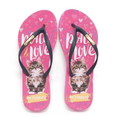 Imagem de Chinelo Be Forever By Rafitthy 01702A Cat Peace Love-Feminino