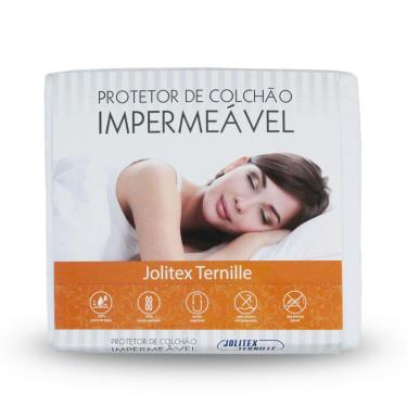 Imagem de Protetor de Colchão Impermeável KING SIZE Branco com Elástico - Jolitex Ternille - 193x203 King Size