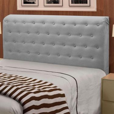 Imagem de Cabeceira Cama Box Queen Casal 160cm Suede Cinza