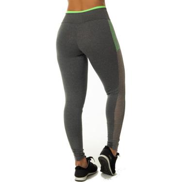 Imagem de Calça Legging Mescla com Grade Lateral Neon | 4501