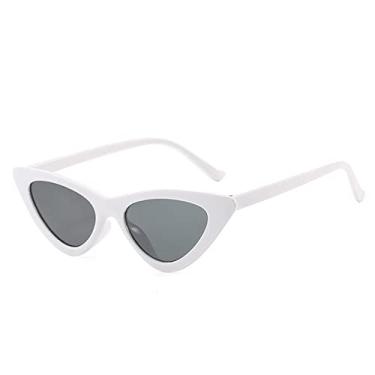Imagem de Fashion Sunglasses Woman Designer Vintage Retro Triangular Cat Eye Glasses Oculos De Sol Transparent Ocean UV400,white gray,China