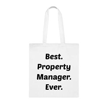 Imagem de Bolsa tote Property Manager, Best Property Manager Ever Bag, presente de gerente de propriedade, bolsa de ombro para gerente de propriedade, bolsas reutilizáveis, ideia de de Natal, Branco