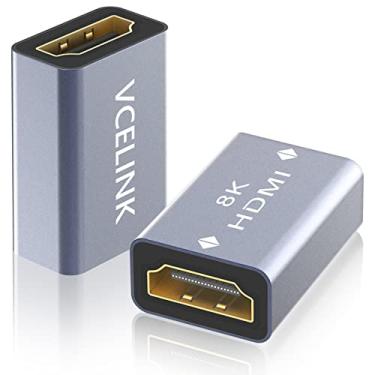 Imagem de VCELINK Acoplador HDMI 8K, adaptador de extensão HDMI 2.1 fêmea para fêmea para estender 2 cabos curtos, compatível com laptop, PC, monitor, Roku TV, pacote com 2