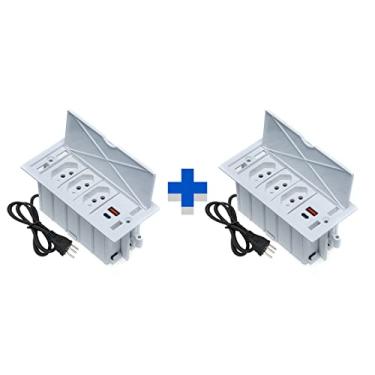 Imagem de Kit 2 Caixas De Tomadas 4 Blocos 3 Tomadas 20A 2USB 1 Tipo C COR:BRANCO