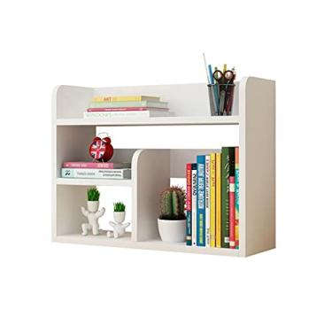 Imagem de Estante estante de livros de mesa de madeira prateleiras multicamadas prateleiras de arquivo de escritório prateleiras de armazenamento de cozinha prateleiras de exibição pequena estante de 45 cm de altura para sala de estar escritório em casa (cor: e)
