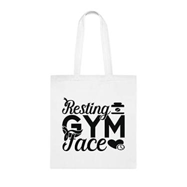 Imagem de Sacola de rosto de academia de descanso, presente divertido, bolsa de ombro, bolsas reutilizáveis, cesta de aniversário de Natal, Branco