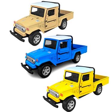 Imagem de Carrinho Miniatura Caminhonete Toyota Bandeirante de Ferro Realista 1:32 com Fricção - 1 Unidade (Azul)