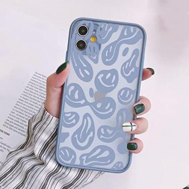 Imagem de Capas de telefone de rosto sorridente engraçado para iphone 11 12 13 pro max 6s 7 8 plus se2020 x xs max xr capa traseira dura fosca, cinza azul smiley 4, para iphone13 pro max