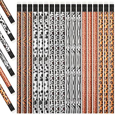 Imagem de 36 peças lápis para crianças animal selva impressão lápis de madeira com borracha material de professor para estudantes sala de aula Natal selva animal safári lembrancinha de festa, 6 estilos