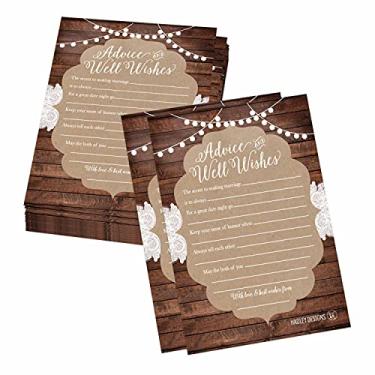 Imagem de 50 4x6 Rustic Wedding Advice & Well Wishes For The Bride and Groom Cards, Reception Wishing Guest Book Alternative, Bridal Shower Games Note Card Marriage Advice Bride To Be, Best Wishes For Mr & Mrs