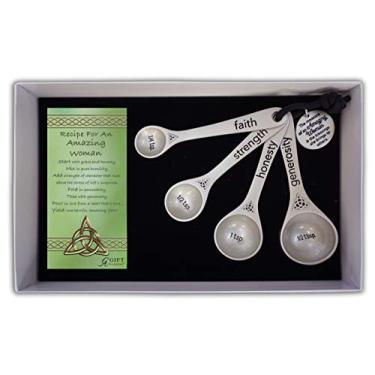 Imagem de Abbey Gift Trinity Knot Recipe Abbey & CA Se Colher de Medição Irlandesa Amazing Woman Conjunto de 4 Caixa de Presente com Cartão, 9,5 cm a 10,16 cm, Multi