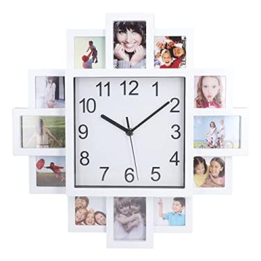Imagem de Relógio de parede com moldura branca natudeco 15.35in diy multifuncional com foto personalizado relógio de parede decorativo para decoração de casa acessórios domésticos