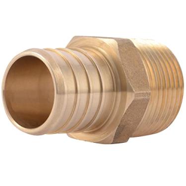 Imagem de SharkBite Adaptador macho MNPT de crimpagem de 2,5 cm x 1,9 cm, encaixe de encanamento de latão, tubo PEX, cobre, UC142LFA, 1 unidade