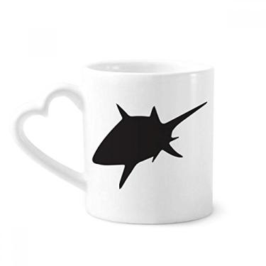 Imagem de Blue Ocean Caneca com estampa de tubarão preto biologia café cerâmica copo de coração de vidro