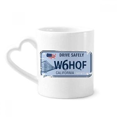 Imagem de Placa de licença EUA padrão americano caneca café cerâmica copo de coração de vidro