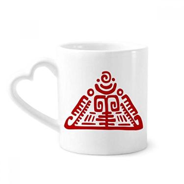Imagem de Totems Pirâmide Mexicana Antiga Civilização Caneca Café Cerâmica Copo de Coração de Vidro