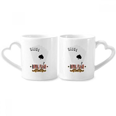 Imagem de Conjunto de canecas de porcelana Spade Royal Flush 10 para um casal com estampa de coração e coração