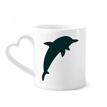 Imagem de Blue Ocean Streamline Caneca de golfinho fofo café cerâmica copo de coração de vidro