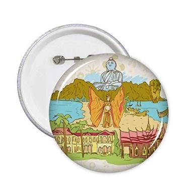 Imagem de Decoração de acessórios com emblema de botão de ponto de referência do templo da religião cultural, 5 peças