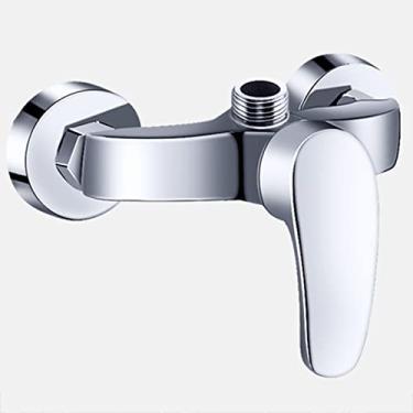 Imagem de torneiras de chuveiro para banheiro chuveiro válvula misturadora de água com ferragens montada na parede torneira da pia do banheiro alavanca única torneira do banheiro G1/2 polegadas latão montado na parede, Chrome B (cor: cromo A)