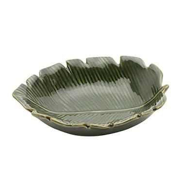 Imagem de FOLHA DECORATIVA DE CERÂMICA BANANA LEAF 16x12x4CM VERDE