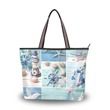 Imagem de Bolsa de ombro My Daily Fashion para mulheres, tema de praia, grande, Multicoloured, Medium