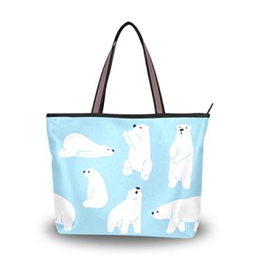 Imagem de My Daily Bolsa de ombro feminina fofa urso polar bolsa de mão, Multi, Large