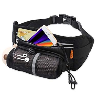 Imagem de Pochete Para Corrida, Bolsa De Cintura Para Exercícios à Prova D'água, Espaco Para Cartões, Chaves, Celular, Fones De Ouvido, Garrafa De Água- Preta
