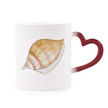 Imagem de Caneca colorida de caracol com ilustração de vida marinha sensível ao calor, caneca de grés que muda de cor vermelha