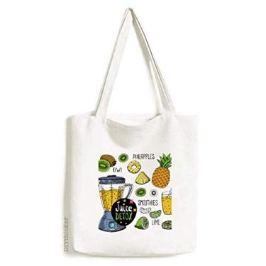 Imagem de Kiwi PineFruit Ilustration Pattern Tote Canvas Bag Shopping Satchel Casual Bolsa
