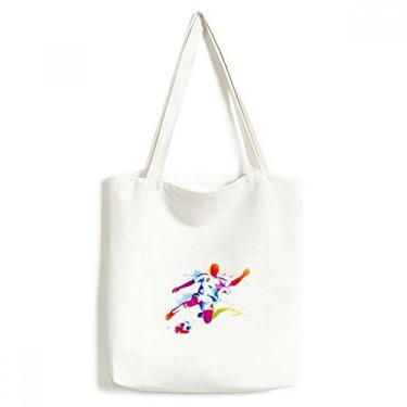 Imagem de Sacola de lona com estampa de atletas de futebol e bolsa de compras casual