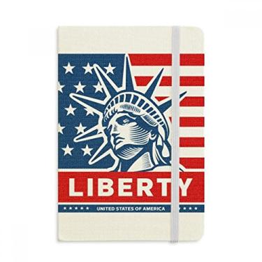 Imagem de Caderno com estampa de estátua da bandeira da América com liberdade oficial de tecido capa dura diário clássico
