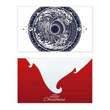 Imagem de Waves Compasso Circle Art Pattern Holiday Merry Christmas Parabéns Card Christmas Letter Message