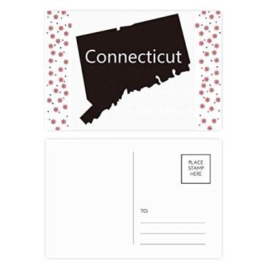 Imagem de Connectic America Mapa dos EUA Contorno Natal Flor Celebração Cartão Postal Bênção Cartão Postal