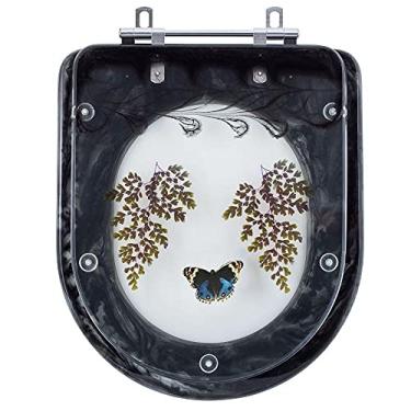Imagem de Tampa para Vaso Deca Carrara Preto com Borboleta Azul Escuro