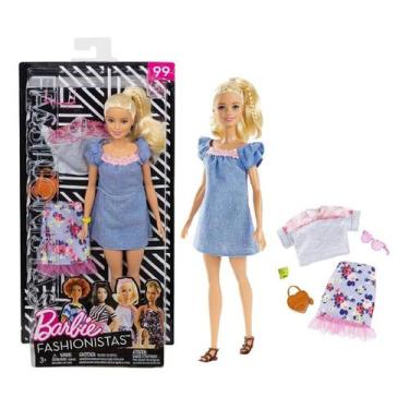 Boneca Barbie Fashionista Curvy 102 Gordinha Bolsa Rosa Top no