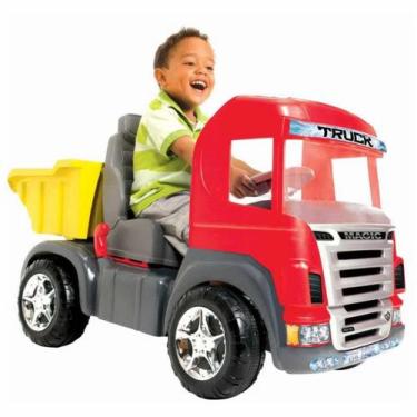 Imagem de Caminhão Truck De Brinquedo Infantil Pedal Sons Luz Capacete Magic Toy