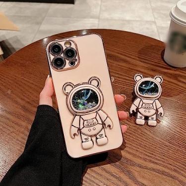Imagem de Capa de telefone com suporte para astronauta areia movediça para iPhone 14 Pro 11 12 13 Pro Max Mini 7 8 Plus SE XR Xs Max Glitter Bear 3D Stand Cover, T4, para iPhone 13