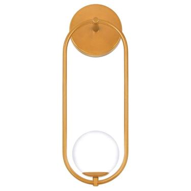 Imagem de Arandela Parede Aro Oval Globo Vidro Quarto Sala Dourado