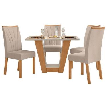 Imagem de Conjunto Mesa Apogeu 120cm Tampo Mdf/vidro 4 Cadeiras Apogeu