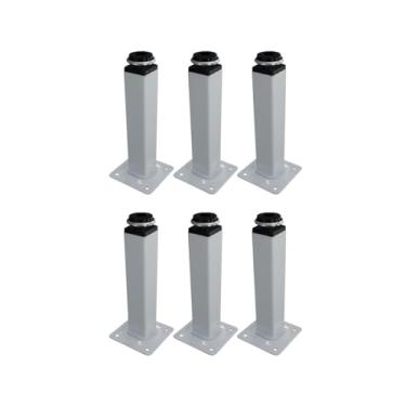 Imagem de Kit 6 Pé Retangular Para Cama Sofa Com Regulagem Metálico Cama Solteiro Pe De Cama Box 20cm (Branco)