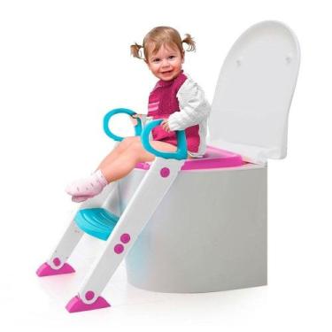 Imagem de Assento Redutor Com Escada Articulável Rosa 7425 - Buba Baby