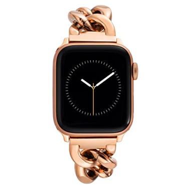 Imagem de Anne Klein Pulseira de corrente moderna para Apple Watch, segura, ajustável, pulseira de substituição para Apple Watch, serve na maioria dos pulsos, Tom dourado rosa, 42/44/45/Ultra(49mm), Pulseira