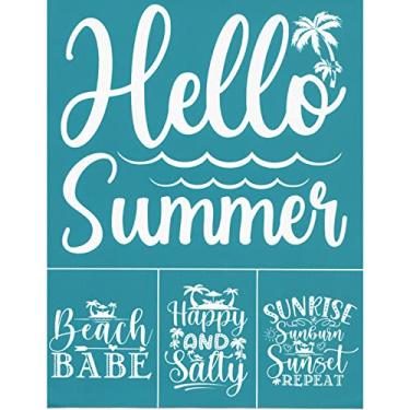 Imagem de Hello Summer Impressão de serigrafia autoadesiva estêncil transferências de malha para camiseta faça você mesmo sacos de tecido de travesseiro estêncil de impressão em tela de seda têxtil