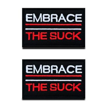 Imagem de 2 peças Embrace The Suck Tactical Funny Bordado Gancho e Laço Emblema Patch para bonés, bolsas, mochilas, roupas, colete, viagem, motociclista, tático, militar