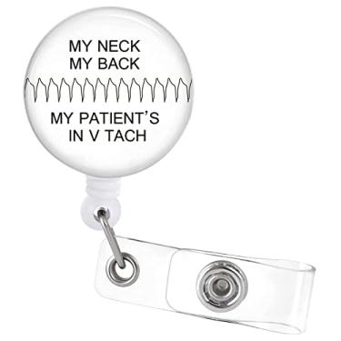 Imagem de Carretel de crachá retrátil com clipe jacaré V Tachp engraçado crachá titular crachá enfermeira médica escritório trabalho clipe de identificação